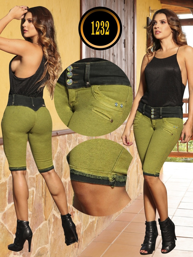 Pantalón Torero Levantacola Verde Oliva con Bolsillos de Botones – Thaxx Boutique