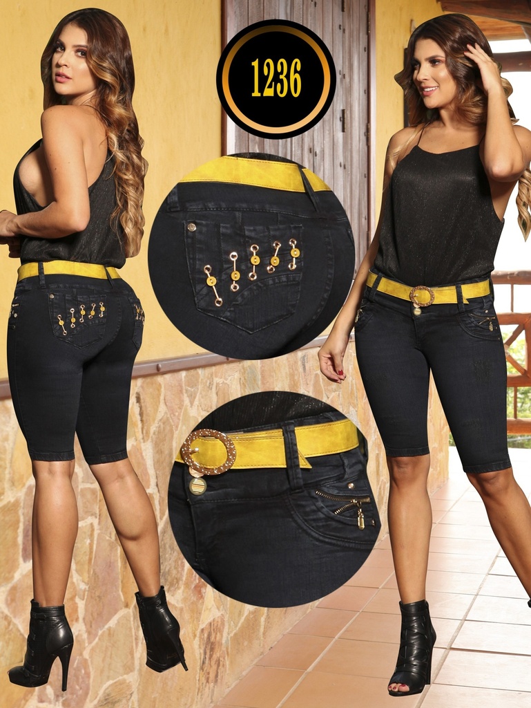 [1021236TB01] Short Bermuda Levantacola Negro para Mujer 1236 (1)