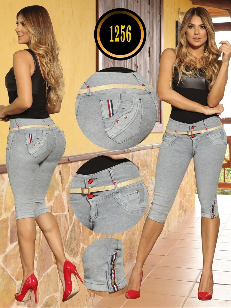 [1021256TB01] Capri Jean Levantacola Gris Hielo con Detalle de Rayas en Bolsillos – Thaxx Boutique (1)
