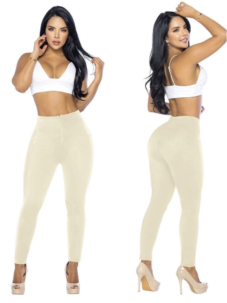 [1071011L19XL] Women's Ivory High-Waisted Matte Colombian Leggings – Thaxx 1011-19 (XL)