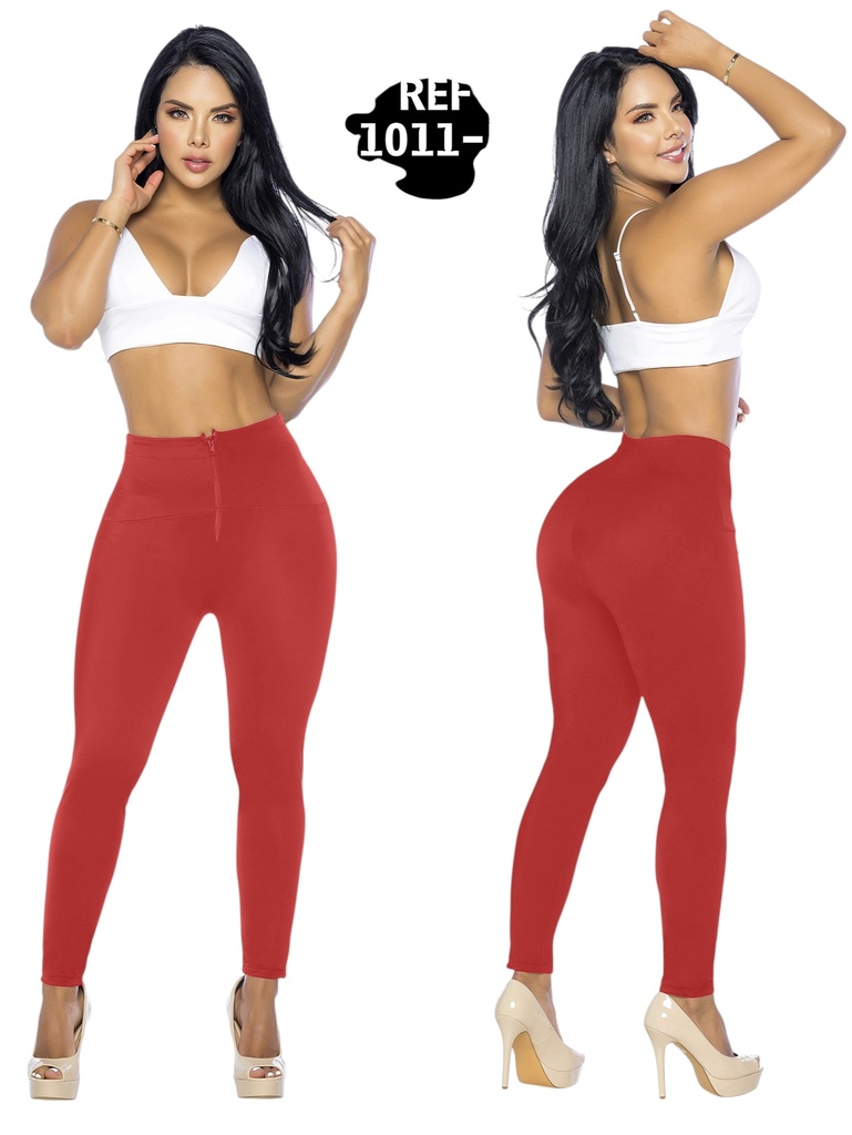 [1071011L5XL] Women's Red High-Waisted Matte Colombian Leggings – Thaxx 1011-5 (XL)