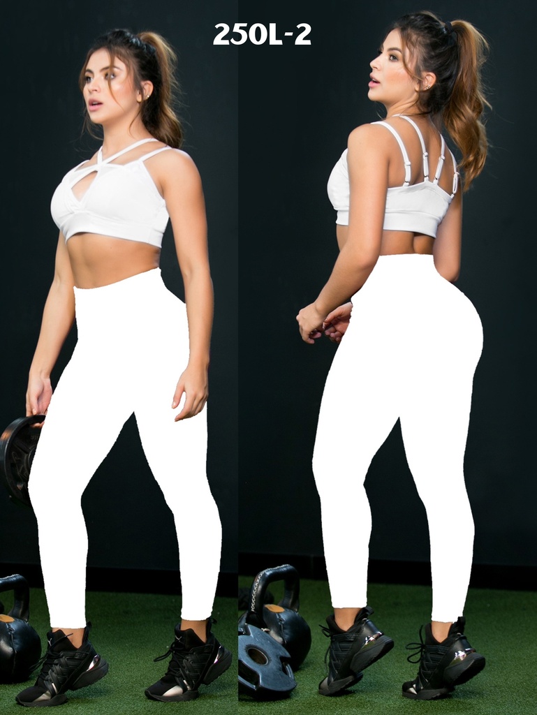 [107250l2s/m] Women's White Butt Lift Activewear Leggings 250L-2 (S/M)