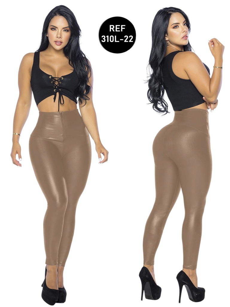 [107310L22S] Women's Mocha High-Waisted Shiny Colombian Leggings – Thaxx 310L-22 (S)