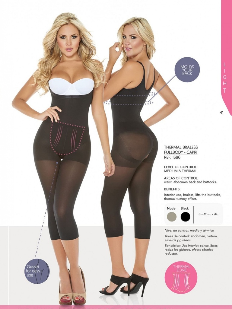 Faja Moldeadora Body Completo Capri Negro para Mujer