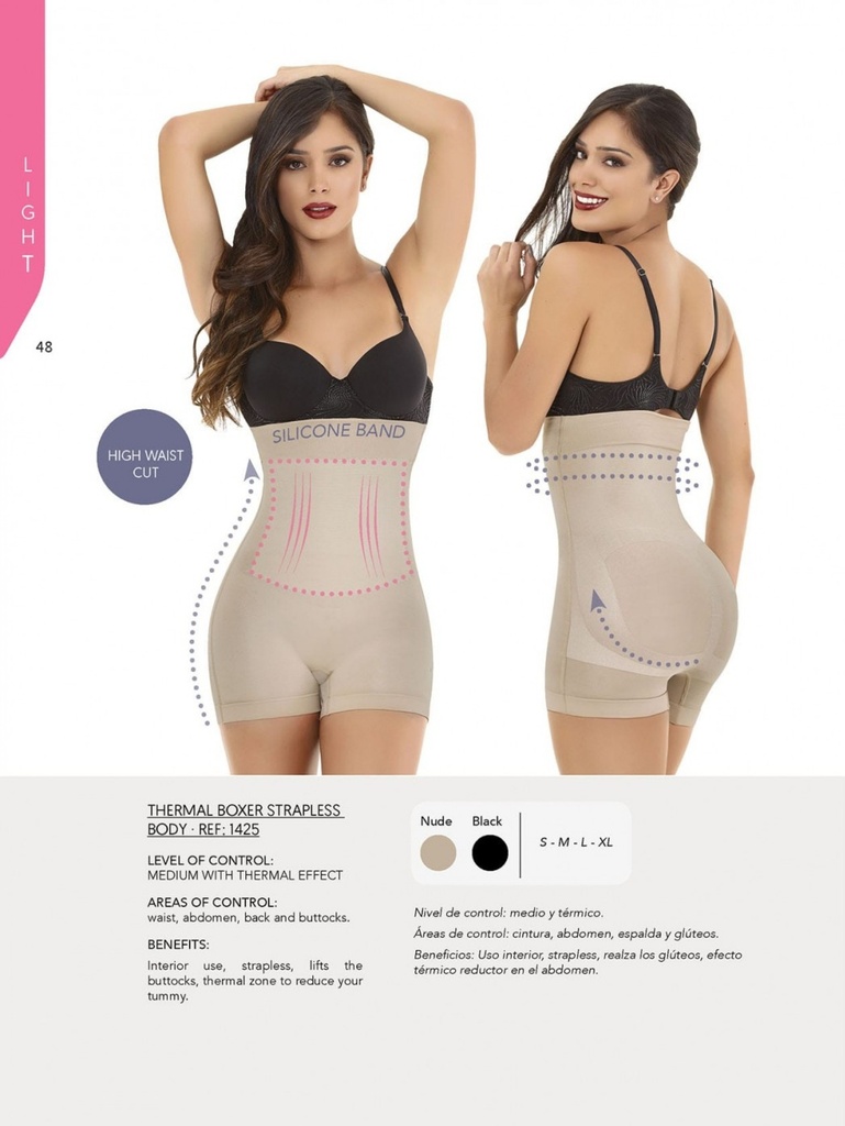 [1361425S] Women's Beige High-Waist Boxer Shapewear Body Shaper (S)