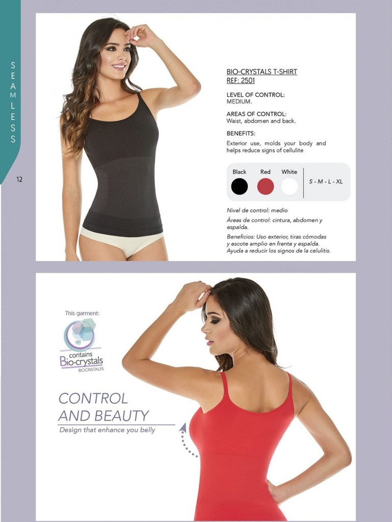 [1362501S] Camiseta Que Estiliza La Figura y Controla Abdomen y Espalda (S)