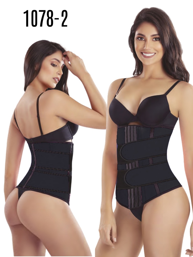 [1371078XXL2] Faja Cinturilla Reductora Triple Cierre Negra Talla Grande para Mujer – Thaxx Estilo 1078 (2XL)