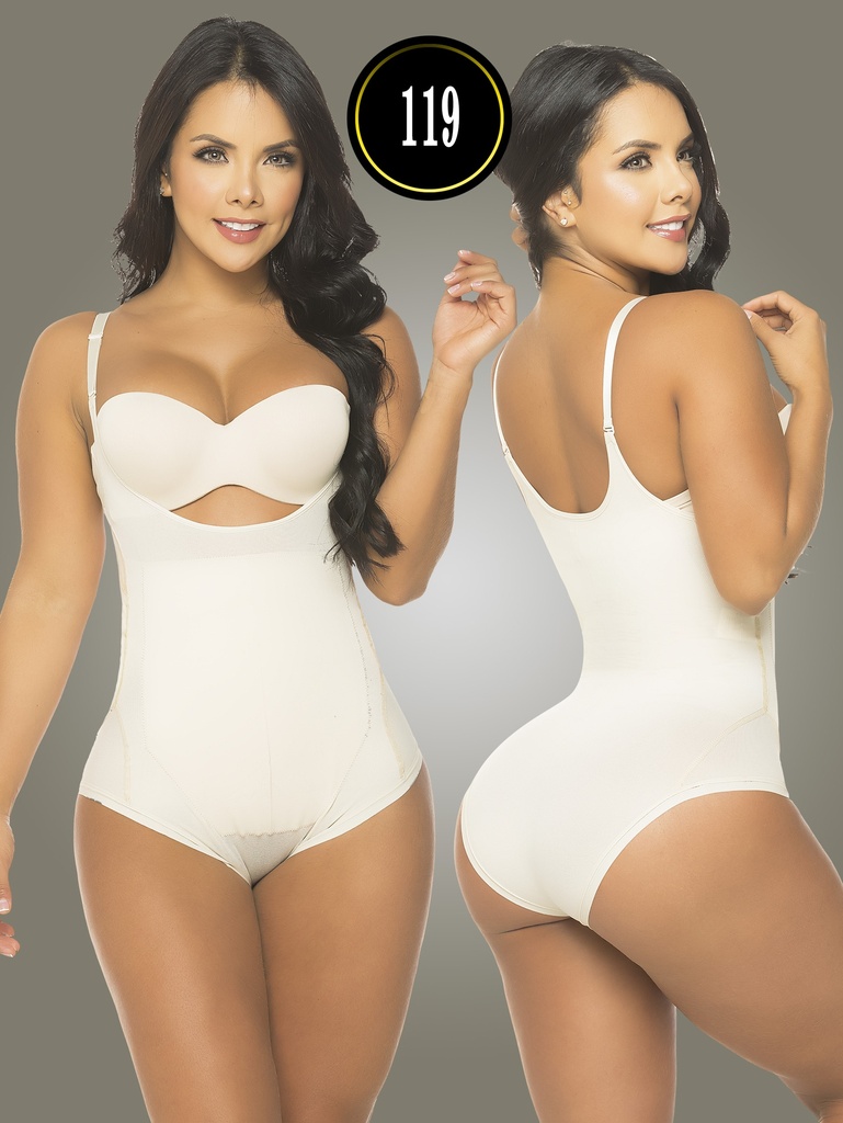 Body Faja Esqueleto Beige de Látex con Busto Abierto