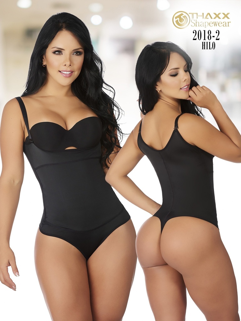 [1372018h2xl] Women's Black Colombian Wide-Strap Thong Body Shaper – Thaxx (XL)