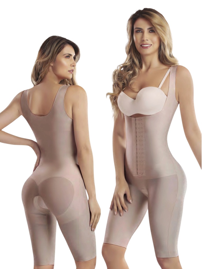 [1372100XS1] Faja de Lujo hasta la Rodilla con Cierre de Ganchos Moca para Mujer – Thaxx Estilo 2100 (XS)