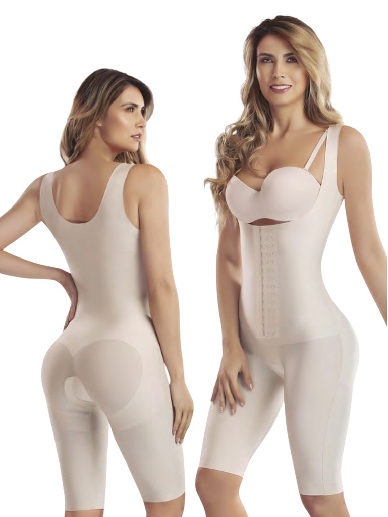 [1372100XS16] Women's Beige Luxury Knee-Length Faja with Hook Closure – Thaxx Style 2100 (XS)