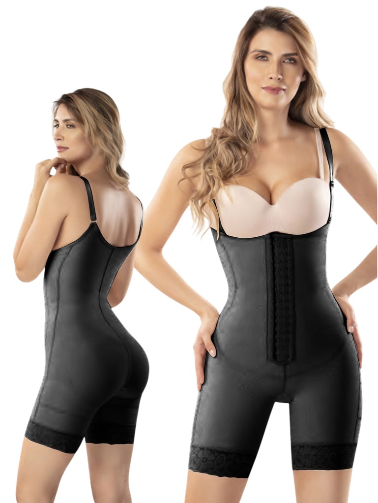 [1373057XS2] Faja Postquirúrgica de Powernet hasta la Rodilla con Tirantes Negra – Estilo 3057 para Mujer (XS)