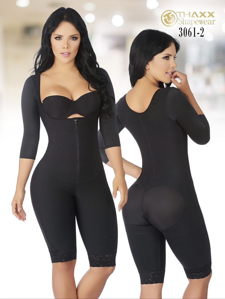 [1373061XXL2] Faja Postquirúrgica con Mangas Negra Talla Grande para Mujer (2XL)