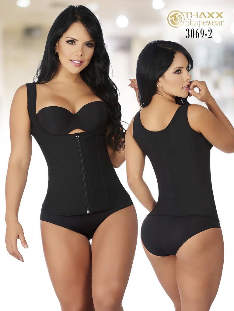 Faja Chaleco de Powernet con Cierre Frontal Negra para Mujer