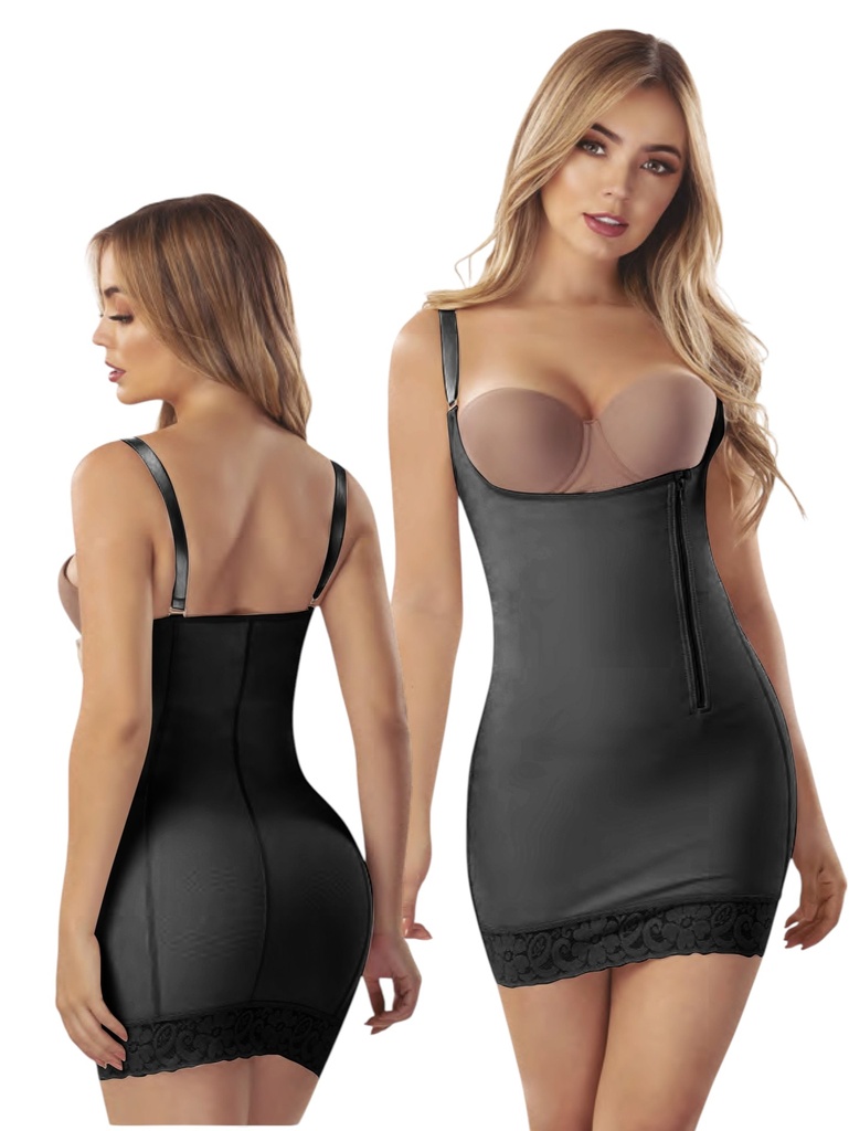 [1373075XXL2] Women's Black Shaping Slip Dress Faja Plus Size – Style 3075 (2XL)