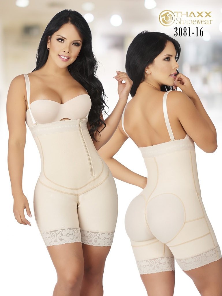 [1373081XXL16] Faja Colombiana Beige hasta Media Pierna con Tirantes Talla Grande para Mujer – Thaxx Estilo 3011 (2XL)