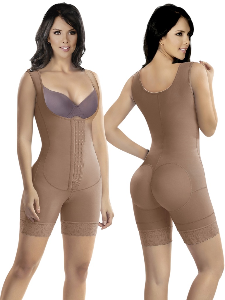 [1373099S1] Faja Colombiana de Powernet Cuerpo Completo con Ganchos Cacao para Mujer – Thaxx Estilo 3099 (S)
