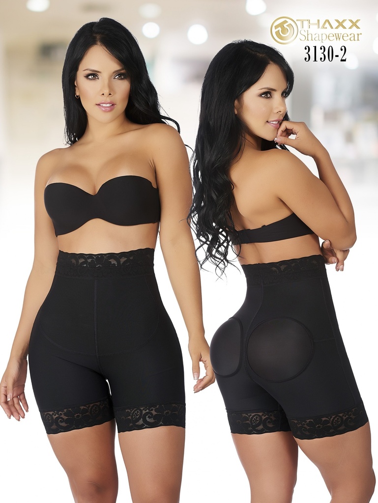 Women's Black High-Waisted Butt-Lifting Panty Shaper with Lace Hem
