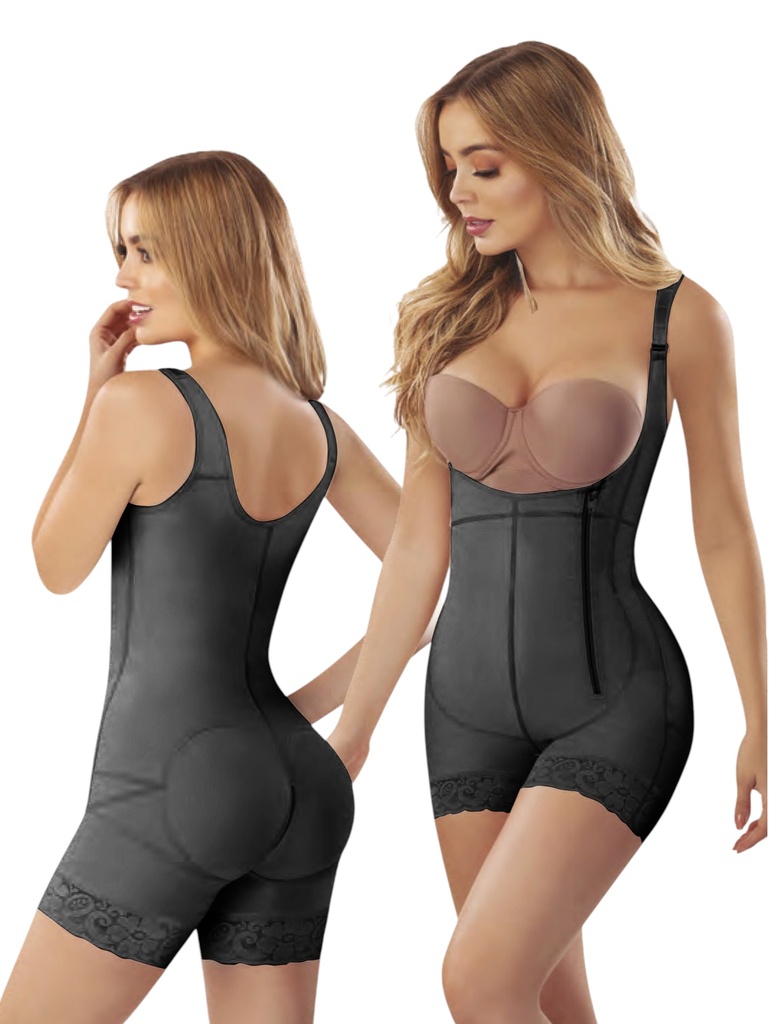 [1373181XS2] Faja Colombiana Negra hasta Media Pierna con Tirantes para Mujer – Thaxx Estilo 3181 (XS)