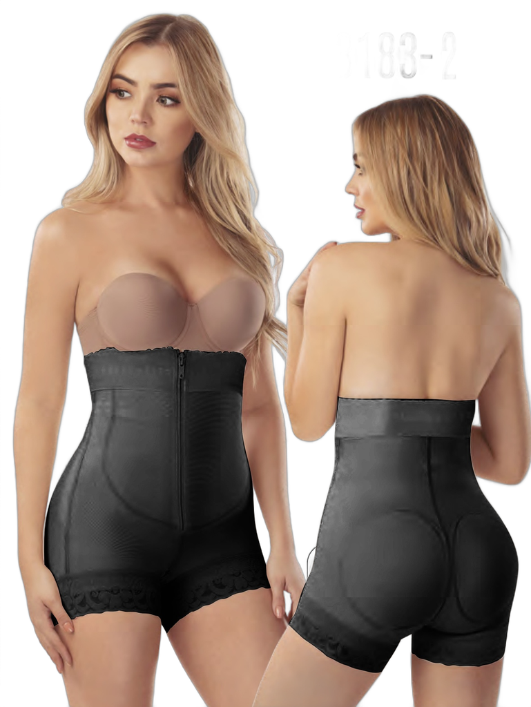 [1373183S2] Faja Postquirúrgica Short Tiro Alto Levantacola Negra para Mujer – Thaxx (S)
