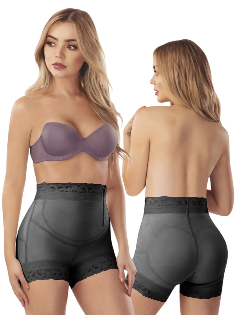 [1373250XXL2] Faja Short Tiro Alto de Powernet Colombiana Negra Talla Grande para Mujer – Thaxx Estilo 3250 (2XL)
