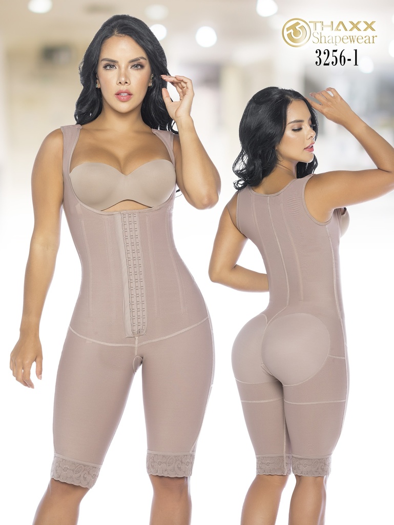 [1373256XS1] Faja Postquirúrgica Colombiana Moca hasta la Rodilla para Mujer – Thaxx Estilo 3256 (XS)