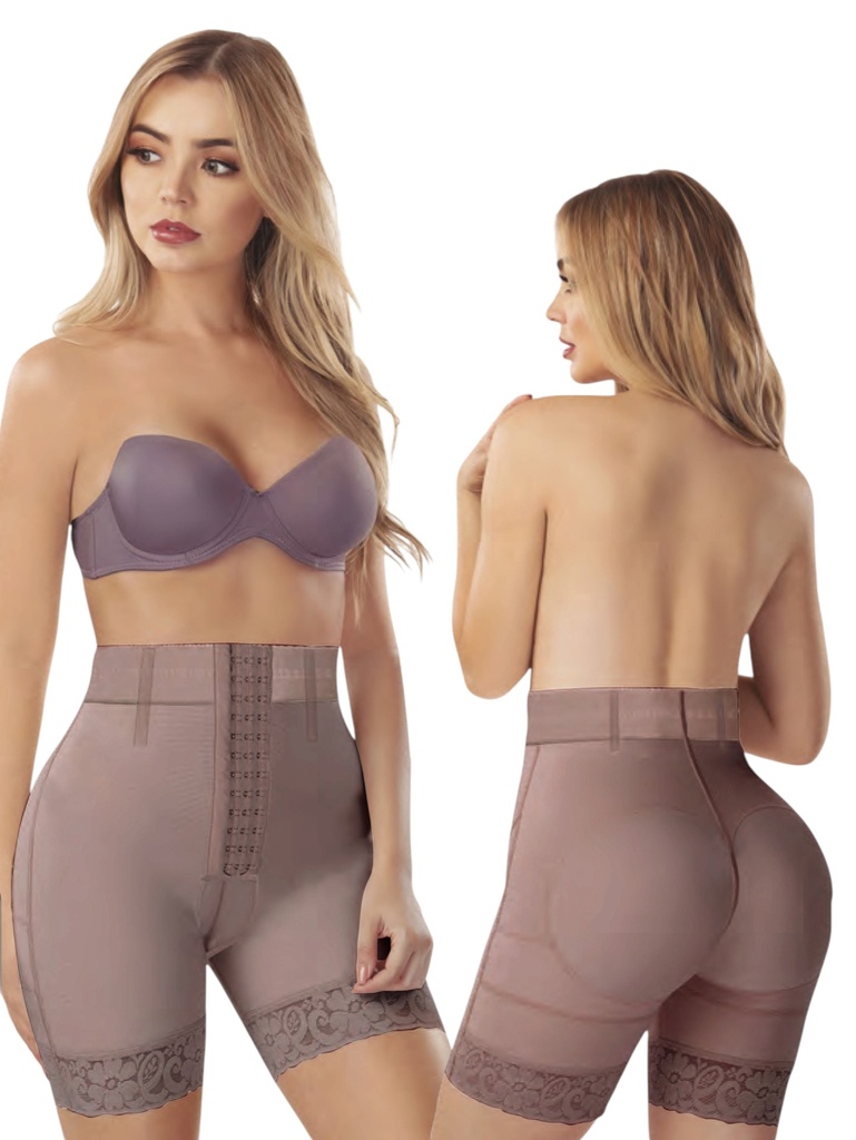 [1373304XXL1] Women's Tan Colombian Powernet High-Waisted Short Faja Plus Size – Thaxx Style 3304 (2XL)