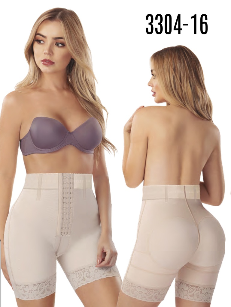 Faja Short Tiro Alto de Powernet Colombiana Beige Talla Grande para Mujer – Thaxx Estilo 3304