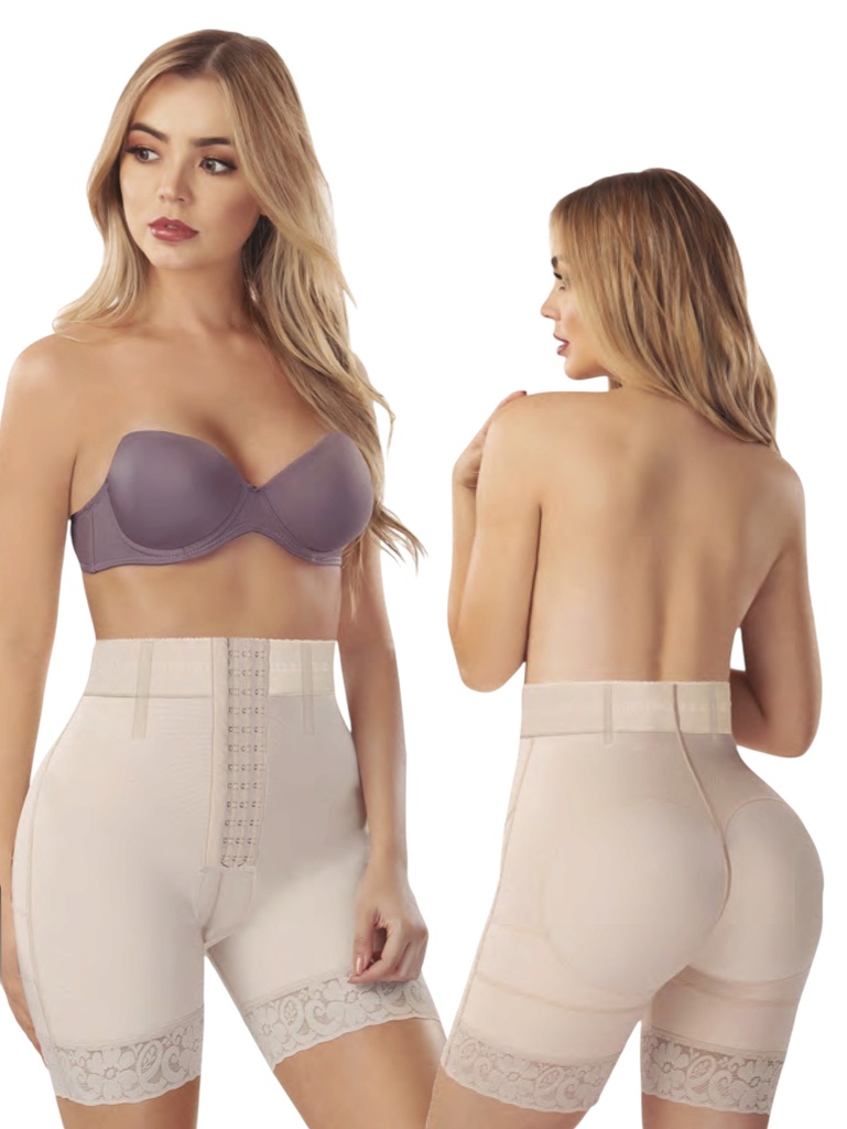 [1373304XXL16] Women's Beige Colombian Powernet High-Waisted Short Faja Plus Size – Thaxx Style 3304 (2XL)