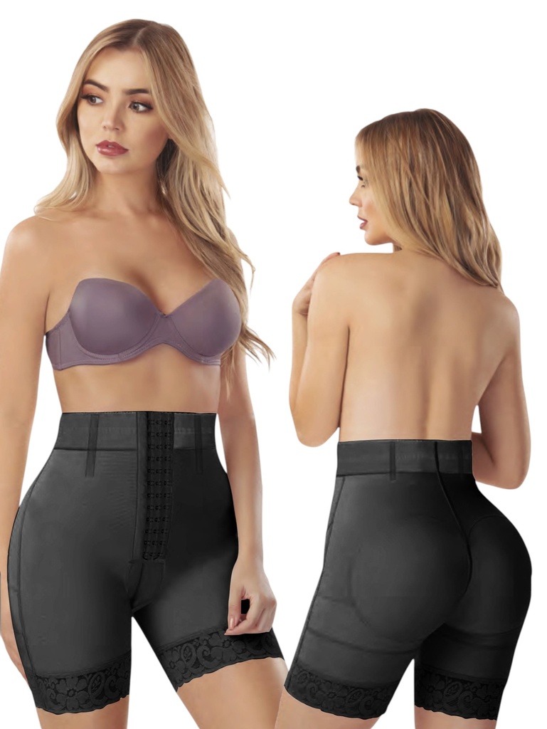 [1373304S2] Faja Short Tiro Alto de Powernet Colombiana Negra para Mujer – Thaxx Estilo 3304 (S)