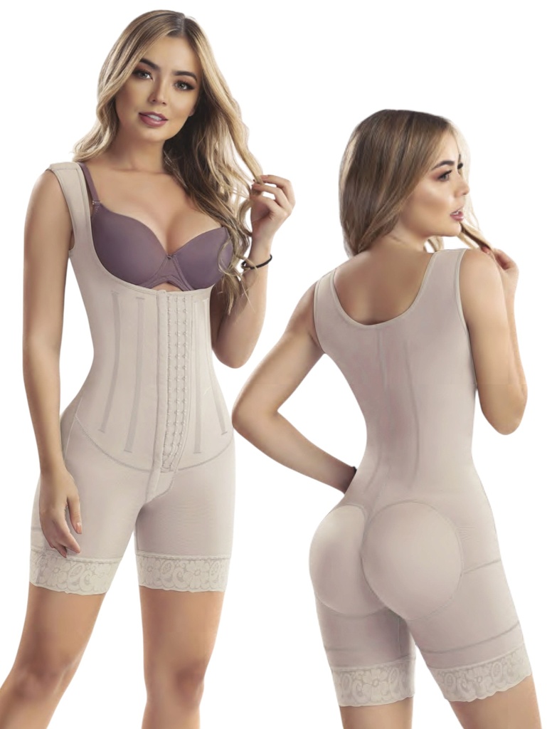 [1373310XS16] Faja Postquirúrgica de Powernet hasta la Rodilla con Tirantes Beige – Estilo 3310 para Mujer (XS)