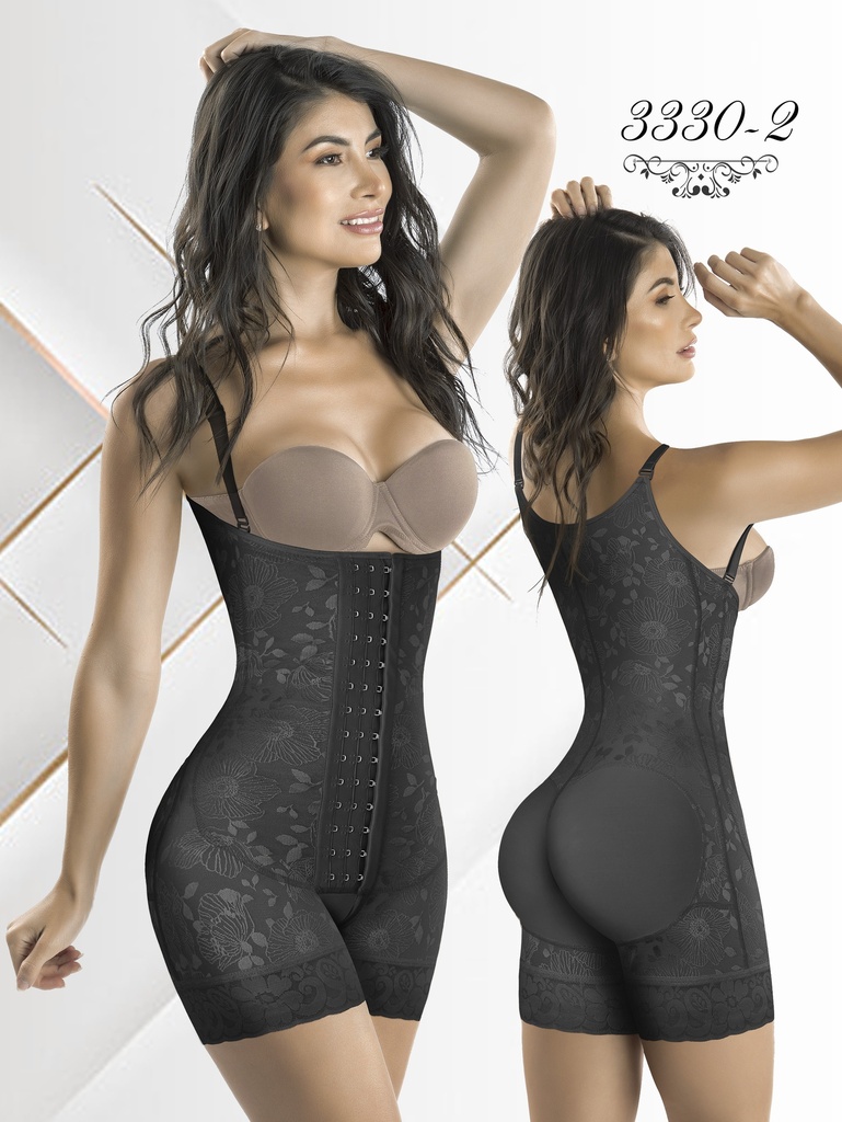 Faja de Encaje hasta la Rodilla con Tirantes Negra de Powernet Colombiana para Mujer – Thaxx Estilo 3330