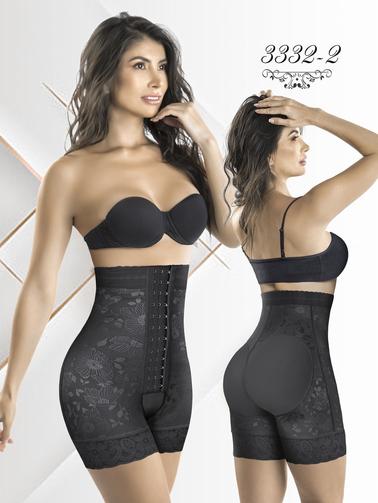 Faja Short Tiro Alto de Powernet Colombiana con Ganchos Negra para Mujer – Thaxx Estilo 3332