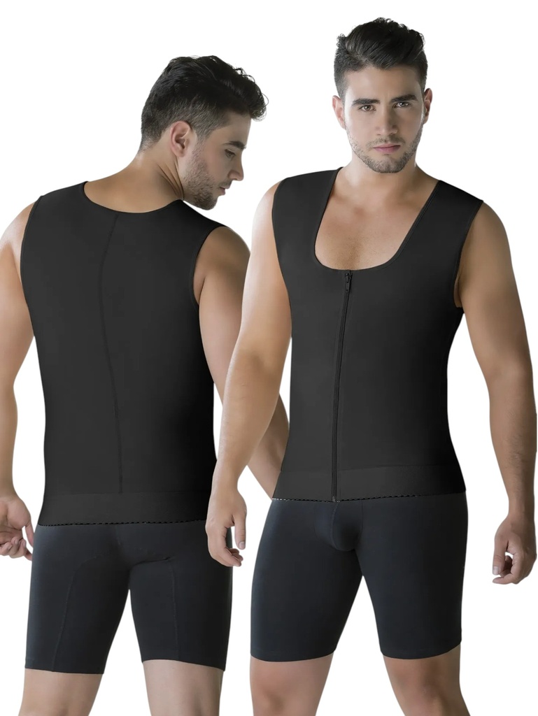 [1374000S2] Men's Black Zip-Front Compression Vest Faja (S)