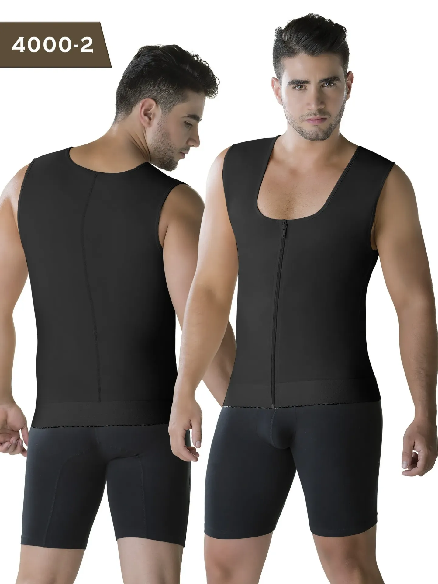 Men's Black Zip-Front Compression Vest Faja