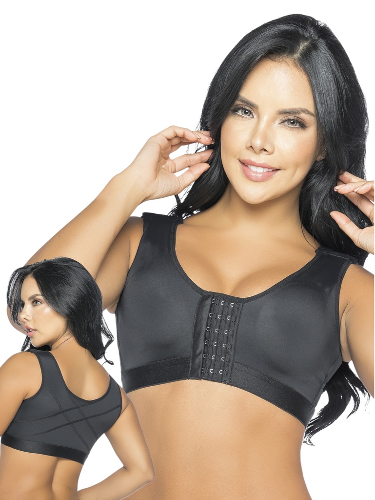 [1375009XS2] Women's Black Posture Corrector Post-Surgical Bra with Wide Straps – Thaxx Style 5009 (XS)