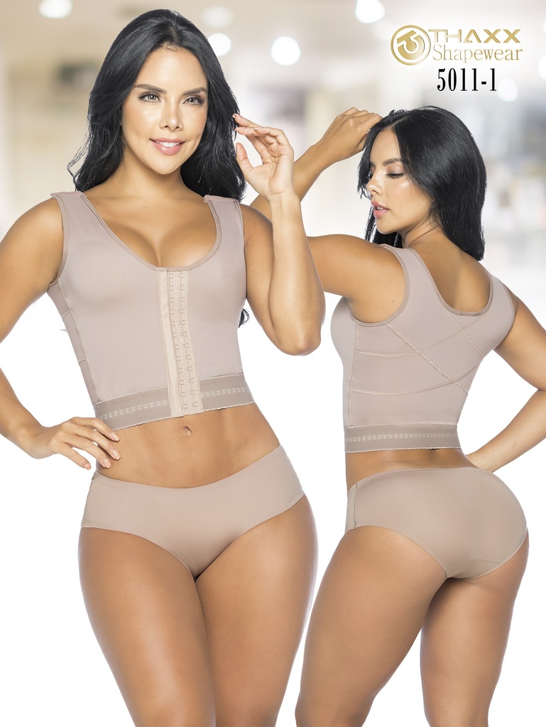 [1375011XS1] Women's Tan Posture Support Post-Surgical Bra with Hook Closure – Thaxx Style 5011 (XS)