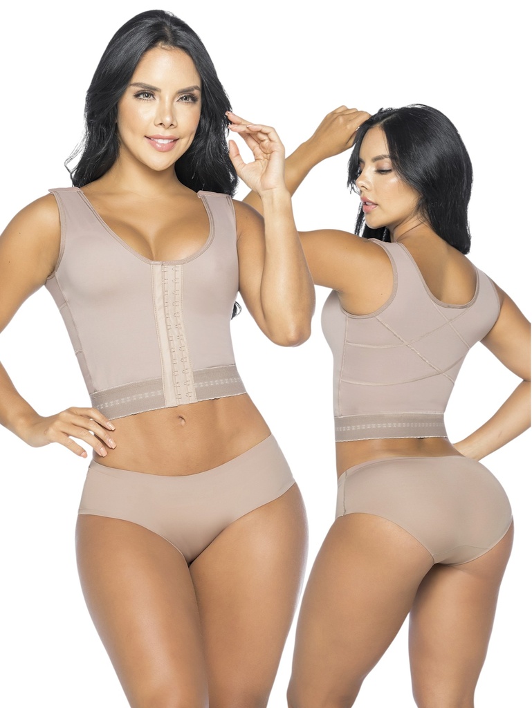 [1375011XS1] Women's Tan Posture Support Post-Surgical Bra with Hook Closure – Thaxx Style 5011 (XS)