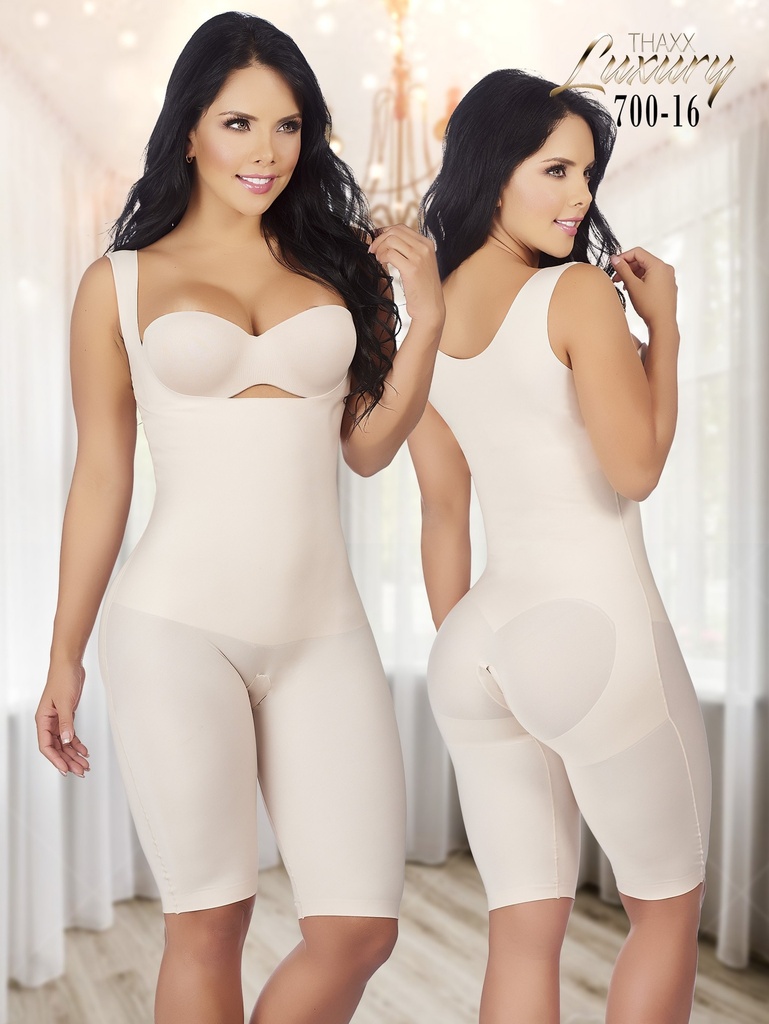 [13770016XXL] Faja de Lujo Busto Abierto hasta la Rodilla Beige Talla Grande para Mujer – Thaxx (2XL)