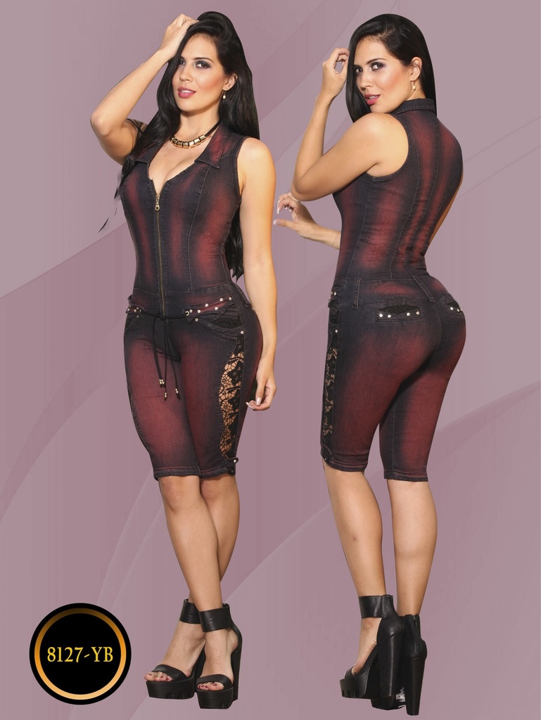 Enterizo Enterizo Bermuda Sin Mangas Lavado Vino Tinto para Mujer 8127-YB