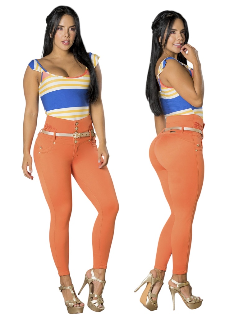 [2675177S03] Women's Tangerine Orange Butt-Lifting Skinny Jeans (3)
