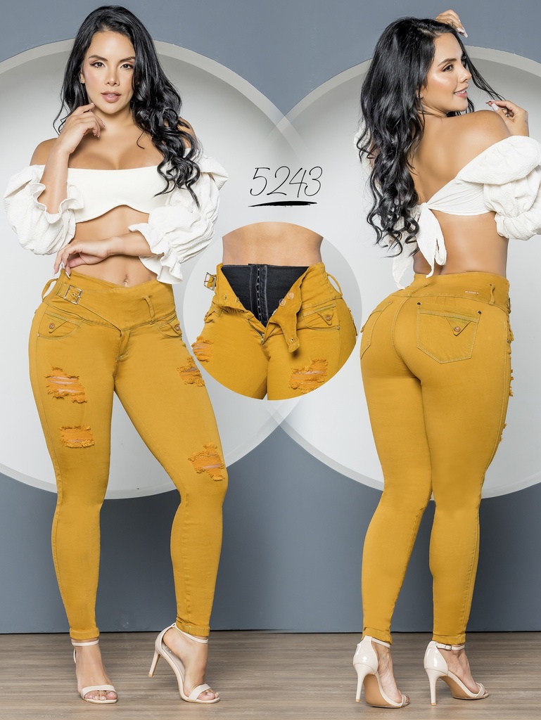 Jeans Levantacola Colombiano Con Faja 