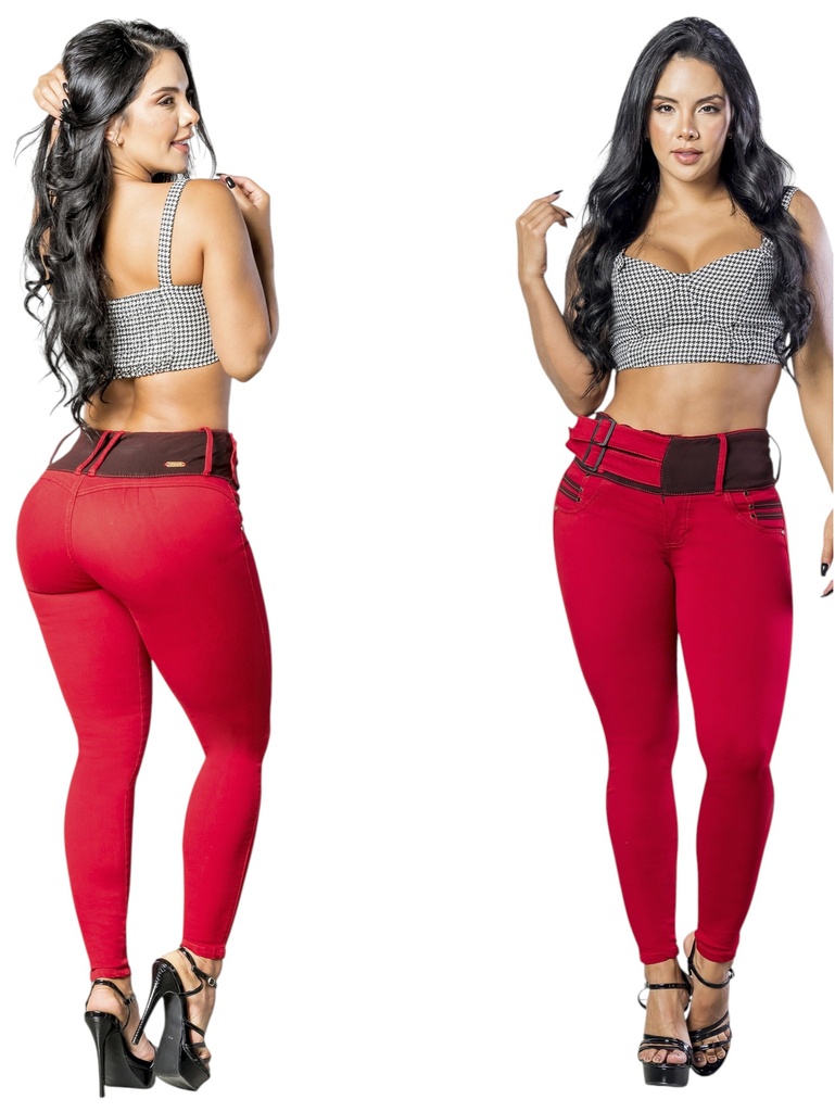 [2675256S01] Jeans Levantacola Skinny Rojo con Faja Interna (1)