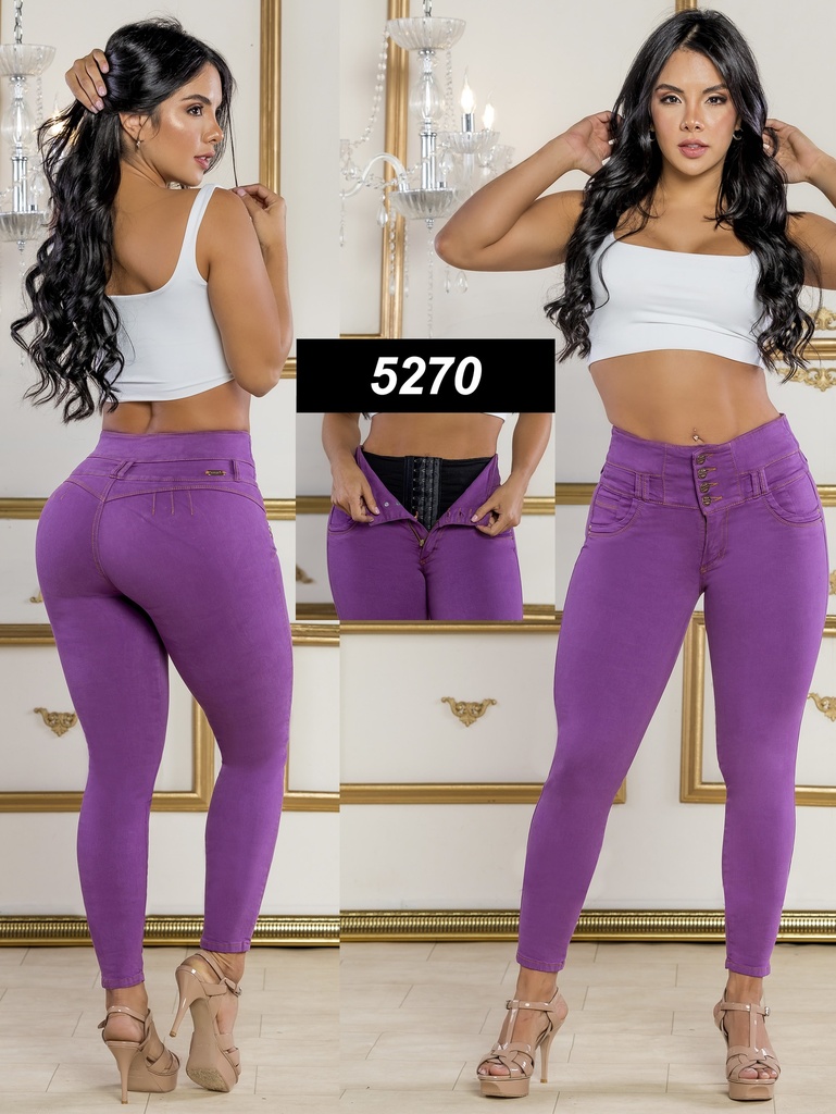 Women's Violet Purple Butt-Lifting Skinny Jeans with Built-In Girdle