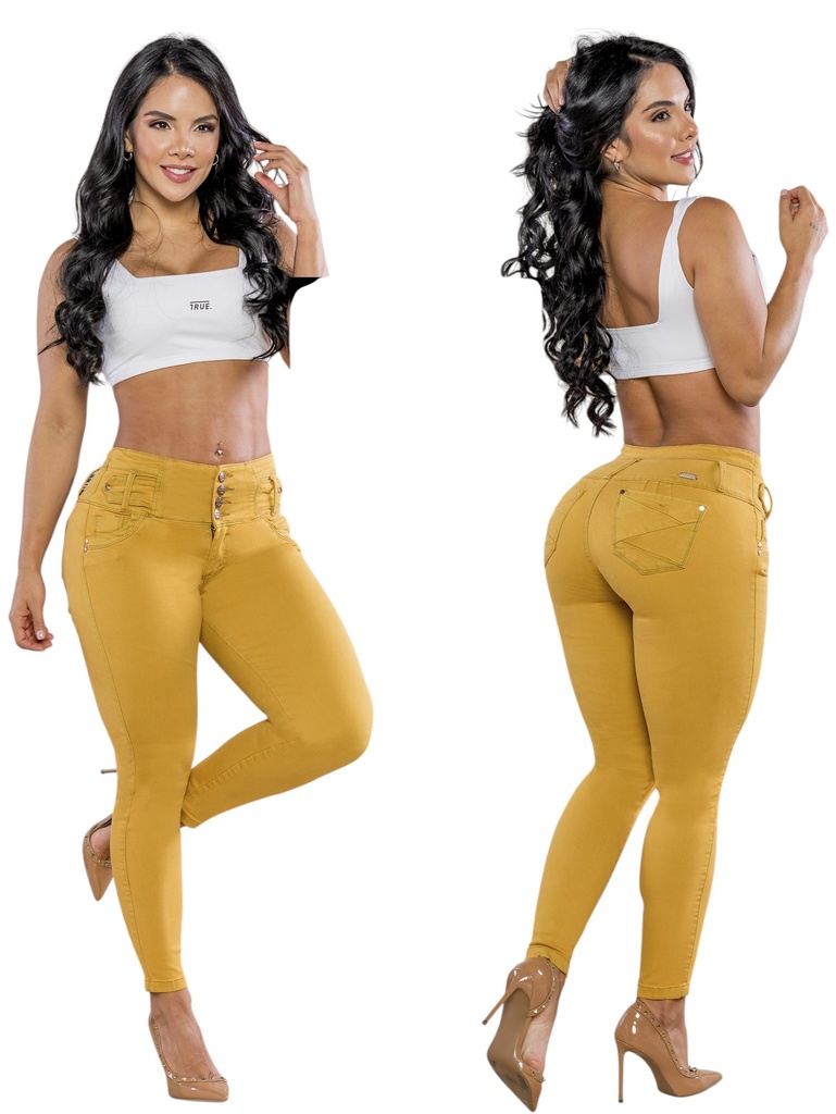 [2675286S01] Jeans Levantacola Skinny Mostaza con Faja Interna (1)
