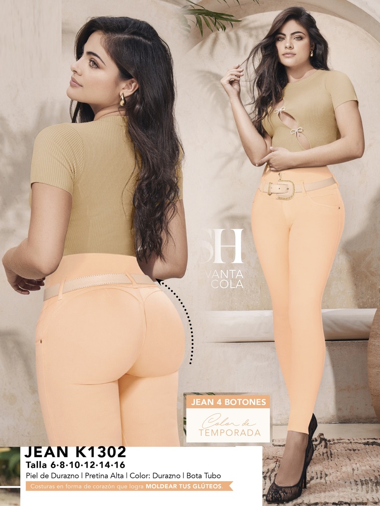 Jeans Levantacola Skinny Durazno