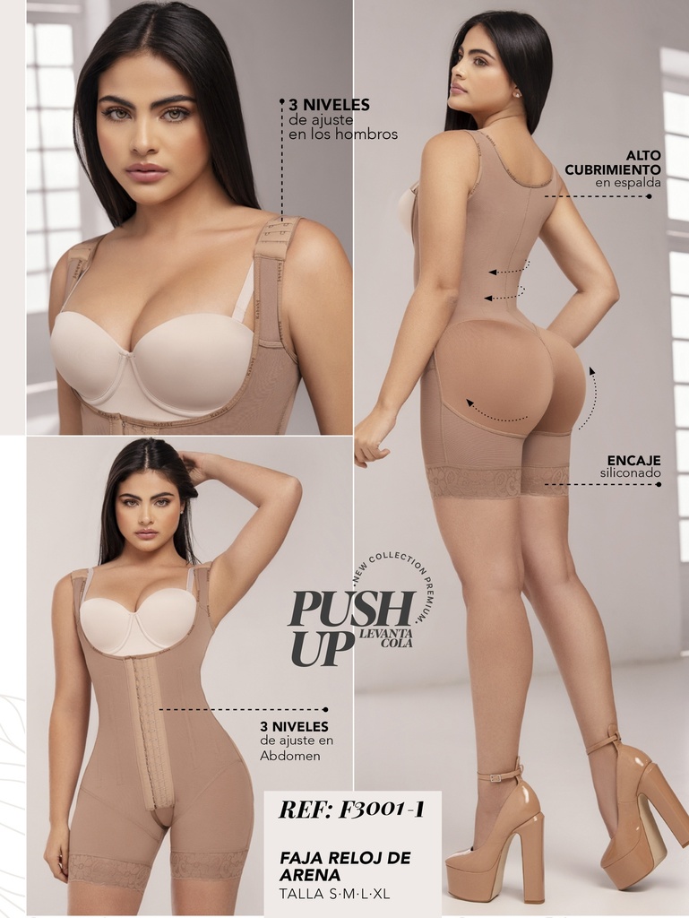 [2713001S1] Faja Body Moca Reloj de Arena Push-Up con Tirantes – Kabuky (S)