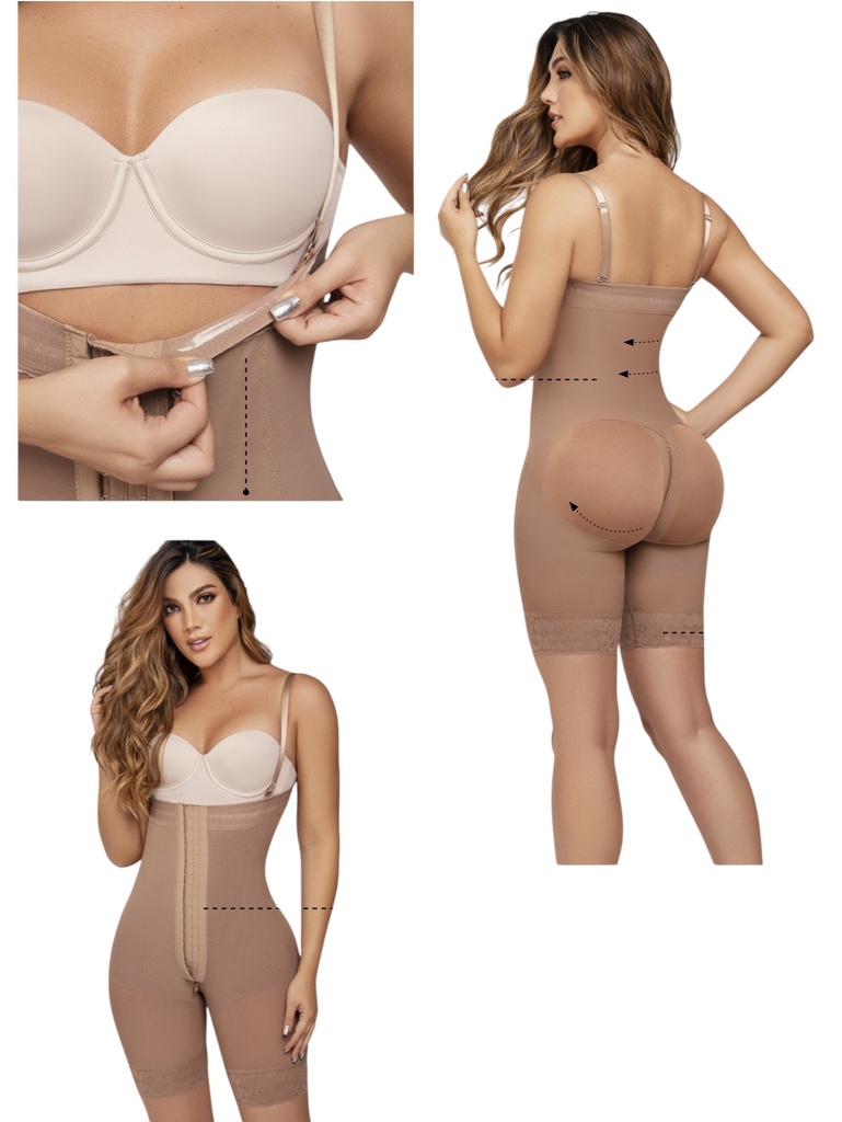 [2713005S1] Women's Mocha Strapless Push-Up Short-Length Faja – Kabuky (S)