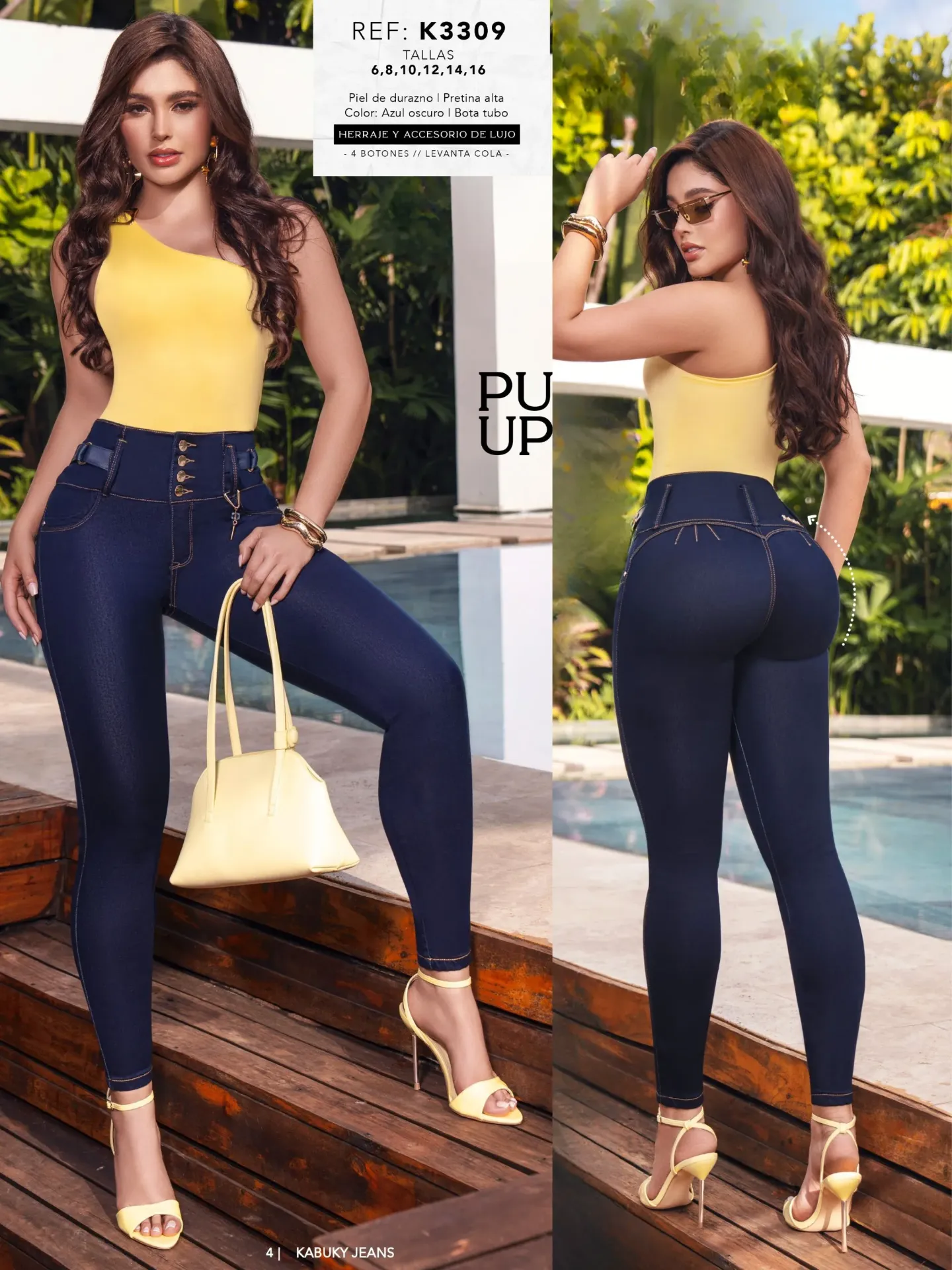 Women's Dark Wash Skinny Butt Lift High-Rise Jeans K3309