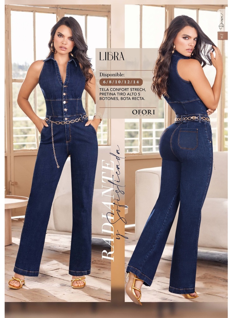 [289LIBRA01] Women's Dark Denim Wide-Leg Sleeveless Jumpsuit (1)
